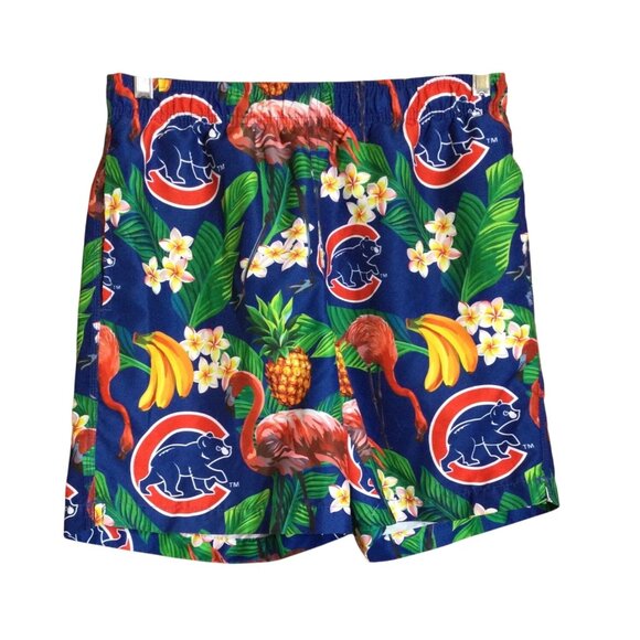 Chicago Cubs Hawaiian Style Swim Trunks Mens S Tropical Flamingo Pineapple Print - Picture 1 of 7